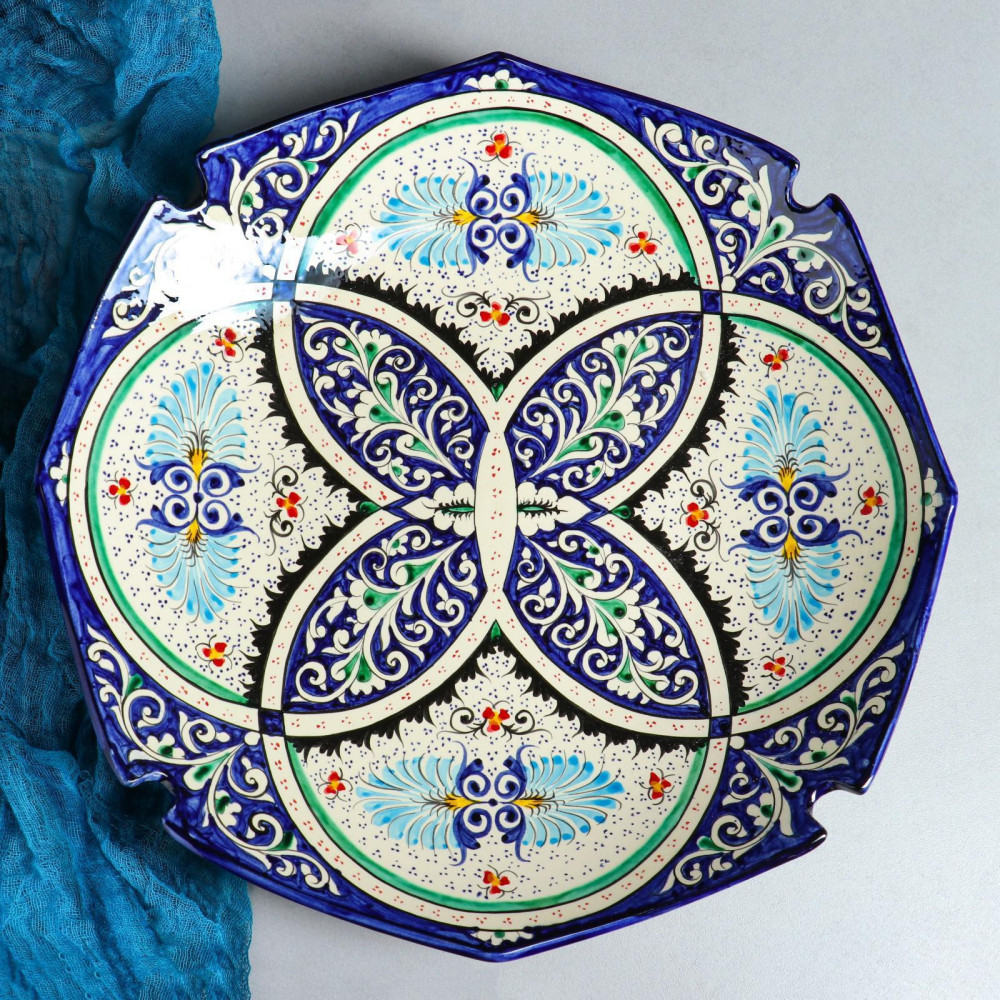 Блюдо-ляган «Узоры» | Риштанская керамика | Шафран