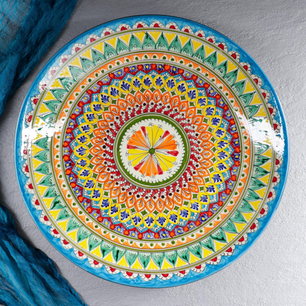 Блюдо-ляган «Узоры» | Риштанская керамика | Шафран