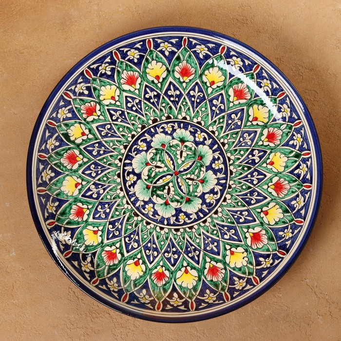 Блюдо-ляган «Цветы» | Риштанская керамика | Шафран