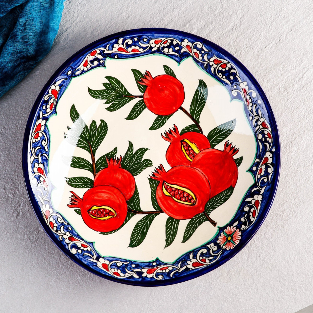 Блюдо-ляган «Гранат» | Риштанская роспись Гранат | Шафран
