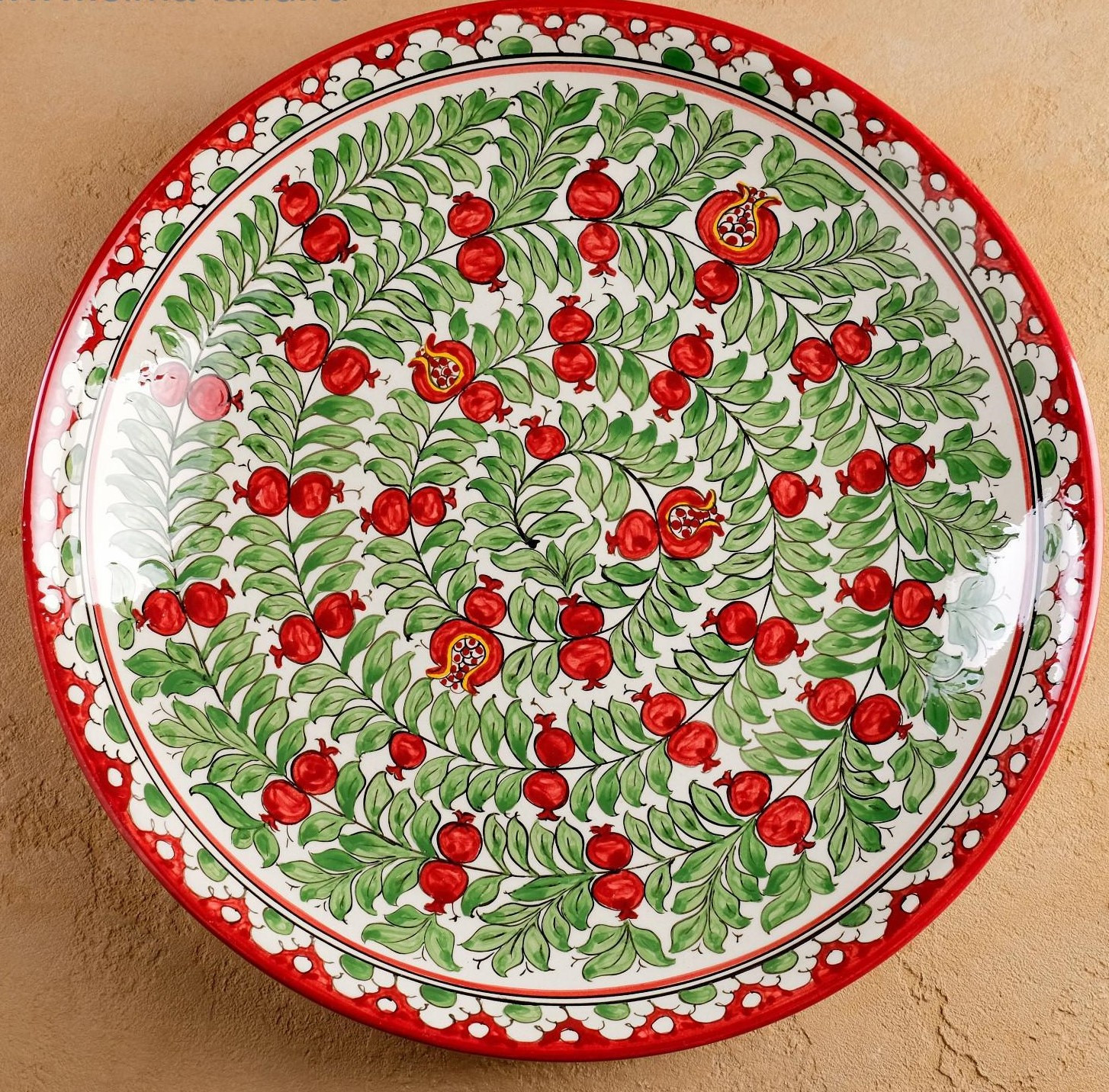 Блюдо-ляган «Гранаты» | Риштанская роспись | Шафран