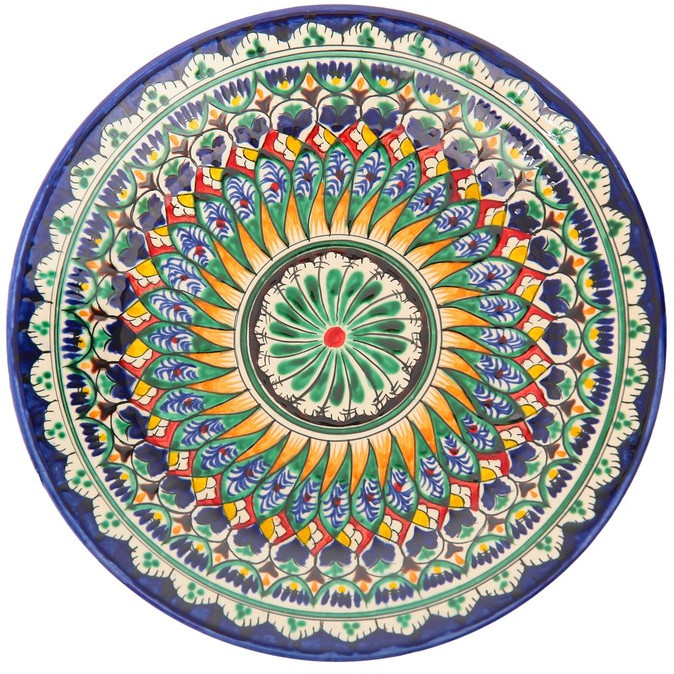 Тарелка «Цветы» | Риштанская керамика | Шафран