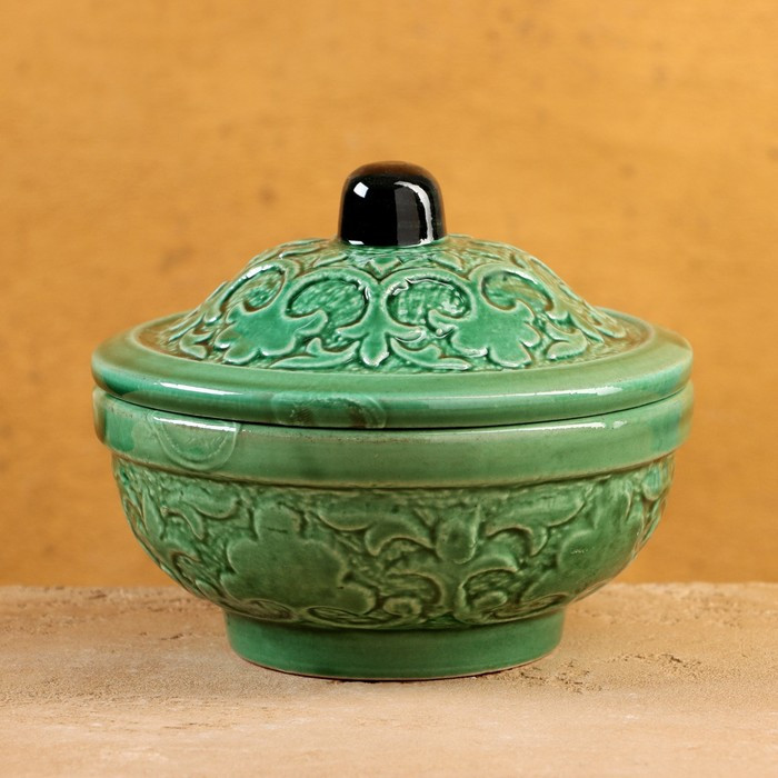 Сахарница с крышкой | Риштанская керамика | Шафран