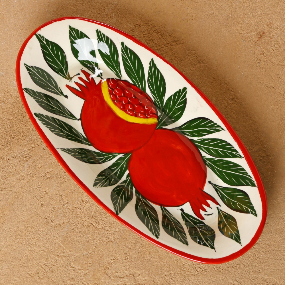 Селедочница «Гранаты» | Риштанская роспись Гранат | Шафран