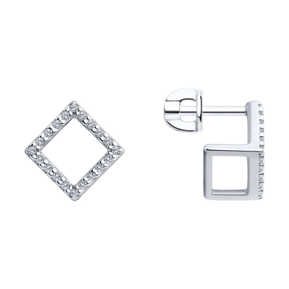 Серьги из серебра с фианитами | SOKOLOV