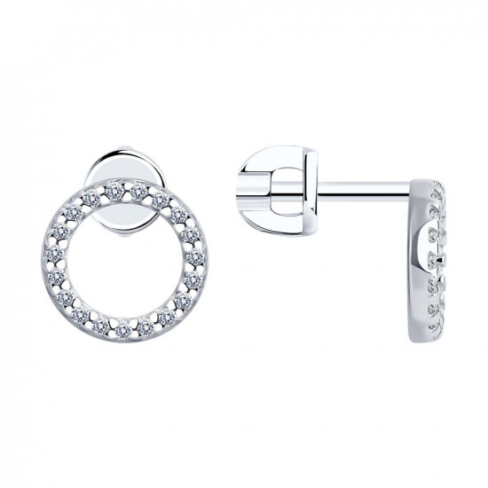 Серьги из серебра с фианитами