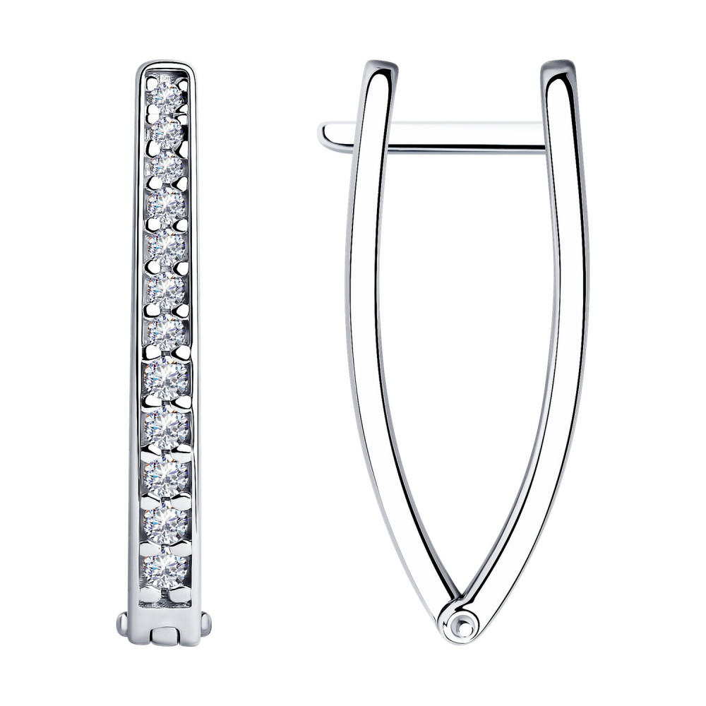 Серьги из серебра с фианитами | SOKOLOV