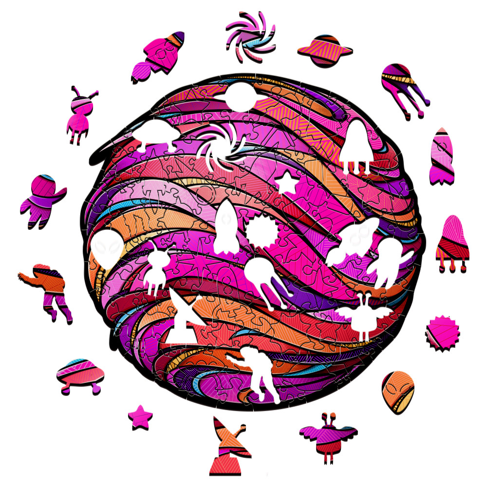 Пазл фигурный «Розовая планета» | EWA Eco-Wood-Аrt