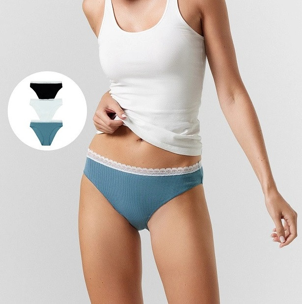 Трусы-слип женские комплект | Бельё в рубчик | Mark Formelle