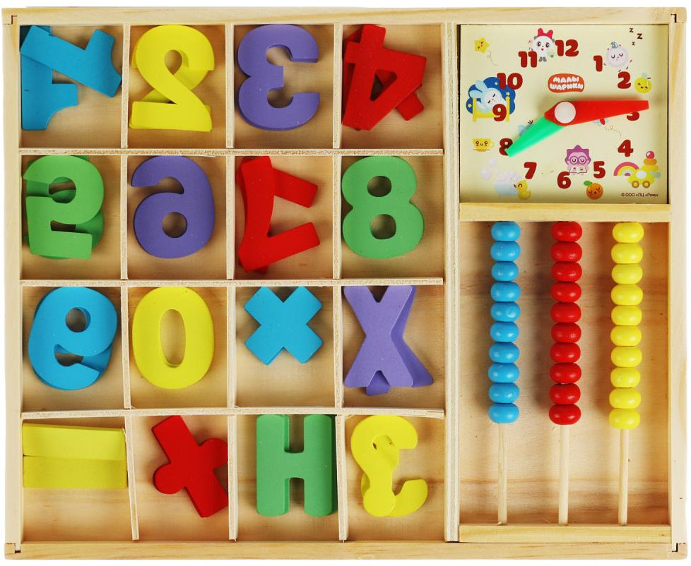 Игрушка деревянная «Счётный материал с часами» | Малышарики | Буратино