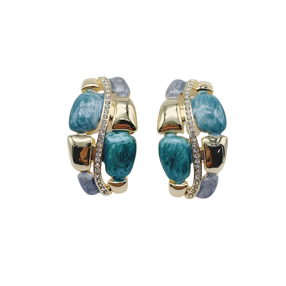 Серьги медицинское золото с кристаллами | Tuimedaq