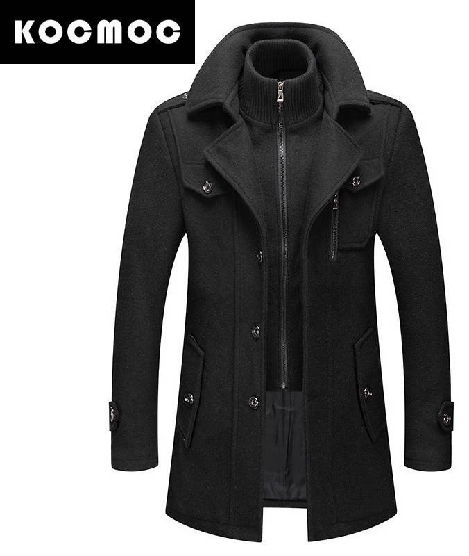 Мужское шерстяное пальто с двойным воротником | Космос