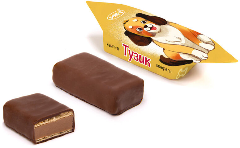 Конфеты с шоколадным пралине в шоколадной глазури «Тузик» | Рахат