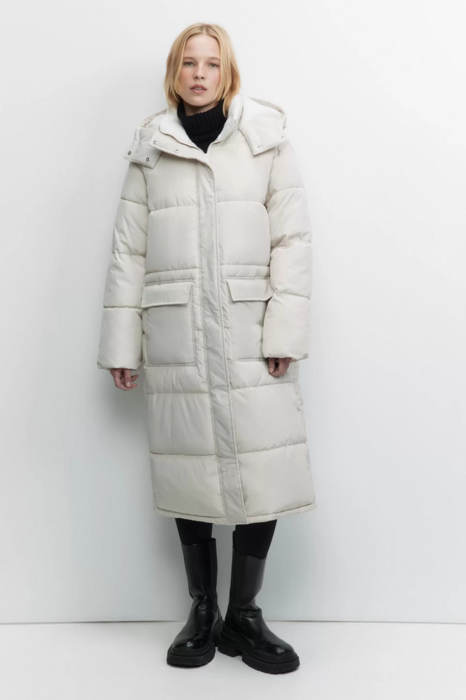 Куртка-пуховик женская стеганая удлиненная с меховой подкладкой | Befree