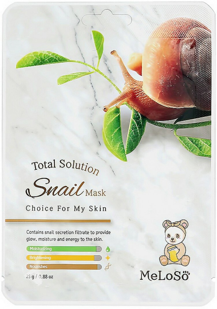 Маска для лица тканевая с муцином улитки «Total Solution Snail Mask» | Dr.Meloso