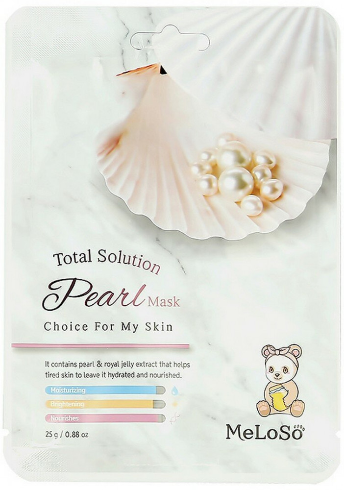 Маска для лица тканевая с экстрактом жемчуга «Total Solution Pearl Mask» | Dr.Meloso