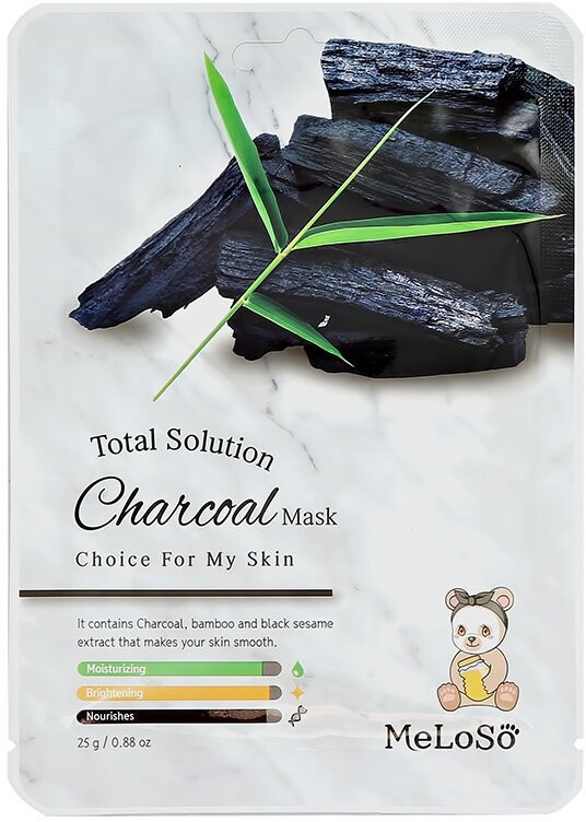 Маска для лица тканевая с экстрактом древесного угля «Total Solution Charcoal Mask» | Dr.Meloso