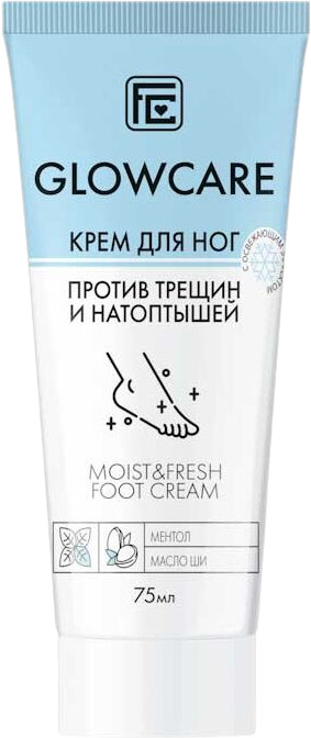 Крем для ног увлажняющий против трещин и натоптышей с освежающим эффектом | Glow Care | Family cosmetics