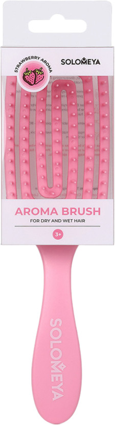 Расческа для сухих и влажных волос «Wet Detangler Mini Brush Rectangular Strawberry» | Solomeya