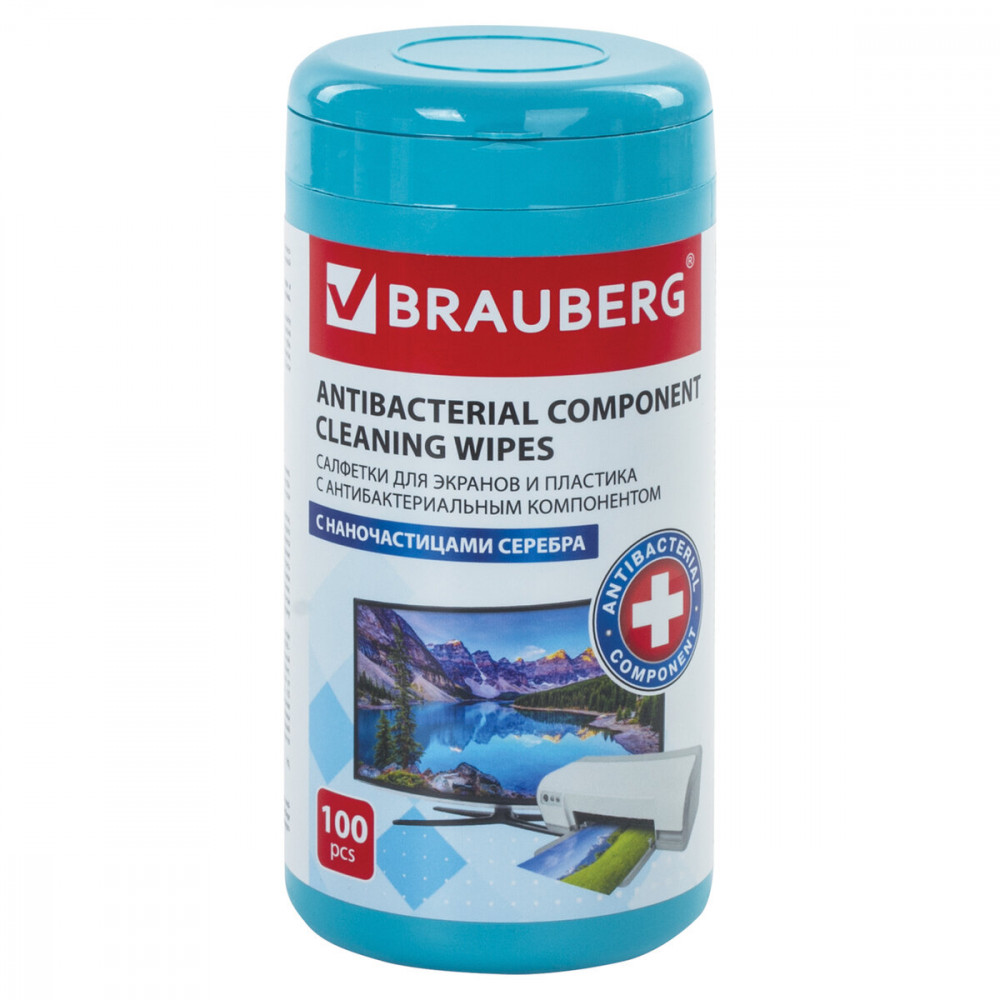 Салфетки антибактериальные для мониторов, оптики и пластика | Brauberg