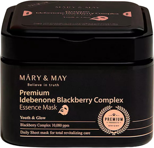 Набор антиоксидантных масок с идебеноном «Premium Idebenone Blackberry Complex Essence Mask» | Mary&May