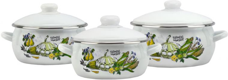 Набор эмалированных кастрюль «Фермерская лавка» | Лысьвенские эмали