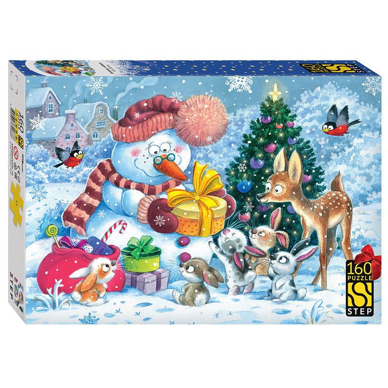 Пазл «Снеговик и зайчата» | Step Puzzle