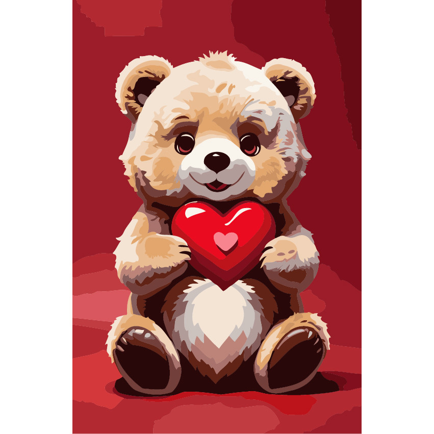 Набор для рисования по номерам «Медвежонок с сердцем» | Cristyle