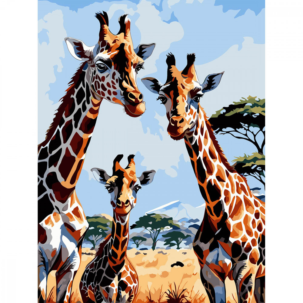 Набор для рисования по номерам «Семья жирафов» | Cristyle