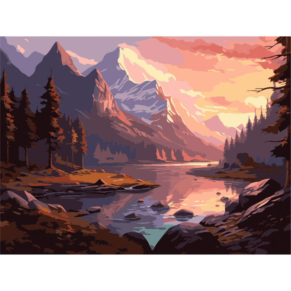 Набор для рисования по номерам «Рассвет в горах» | Cristyle