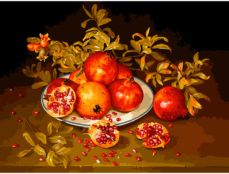 Картина по номерам «Натюрморт с гранатами» | Натюрморты | Белоснежка