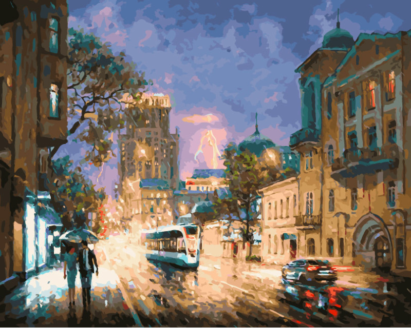 Картина по номерам «Город для двоих» | Пейзаж | Белоснежка