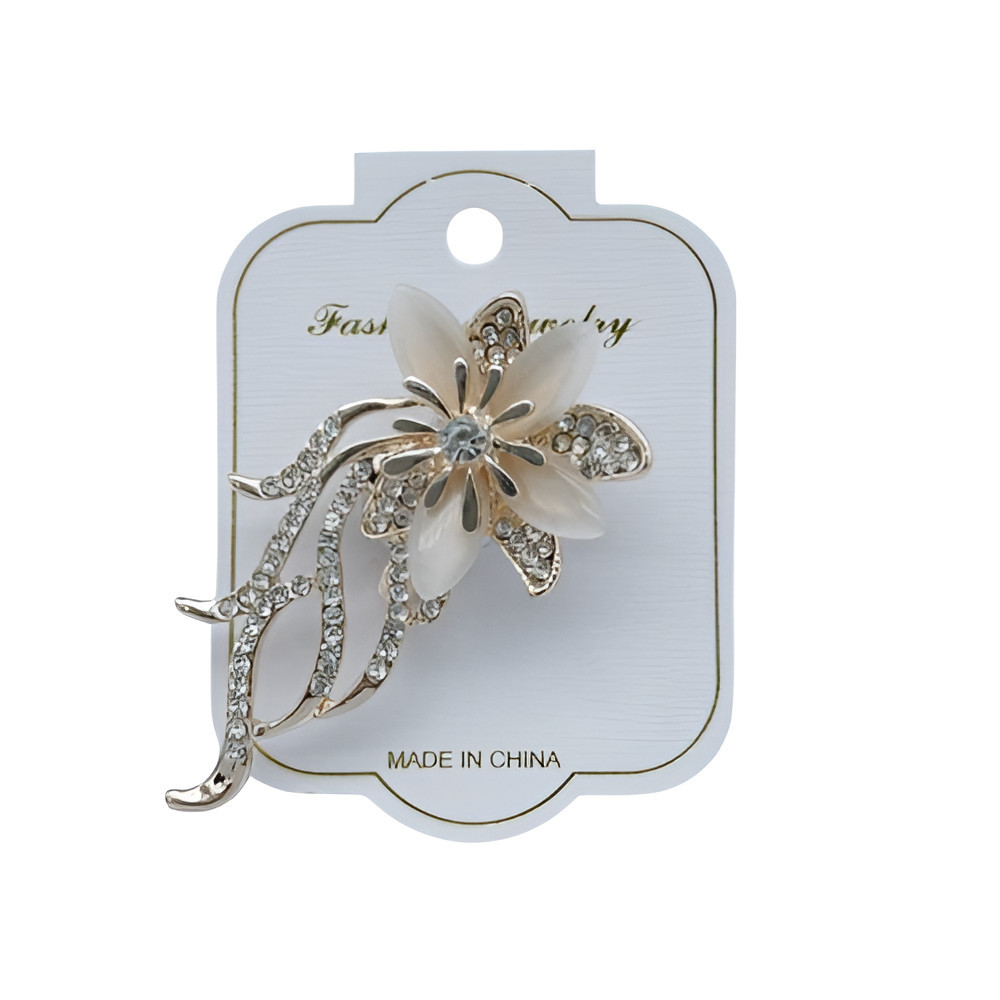 Брошь с кристаллом и фианитом