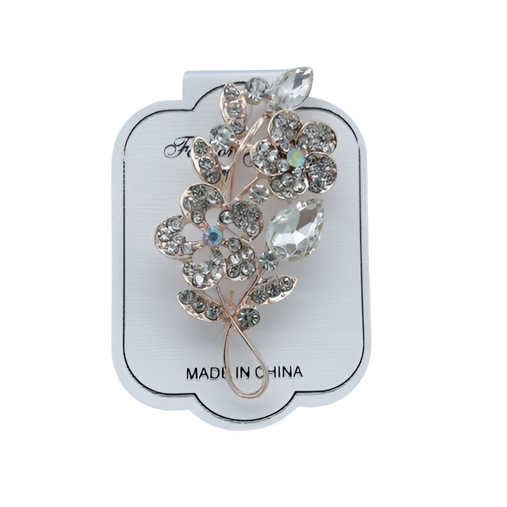 Брошь с кристаллом и фианитом | Fashion Jewelry