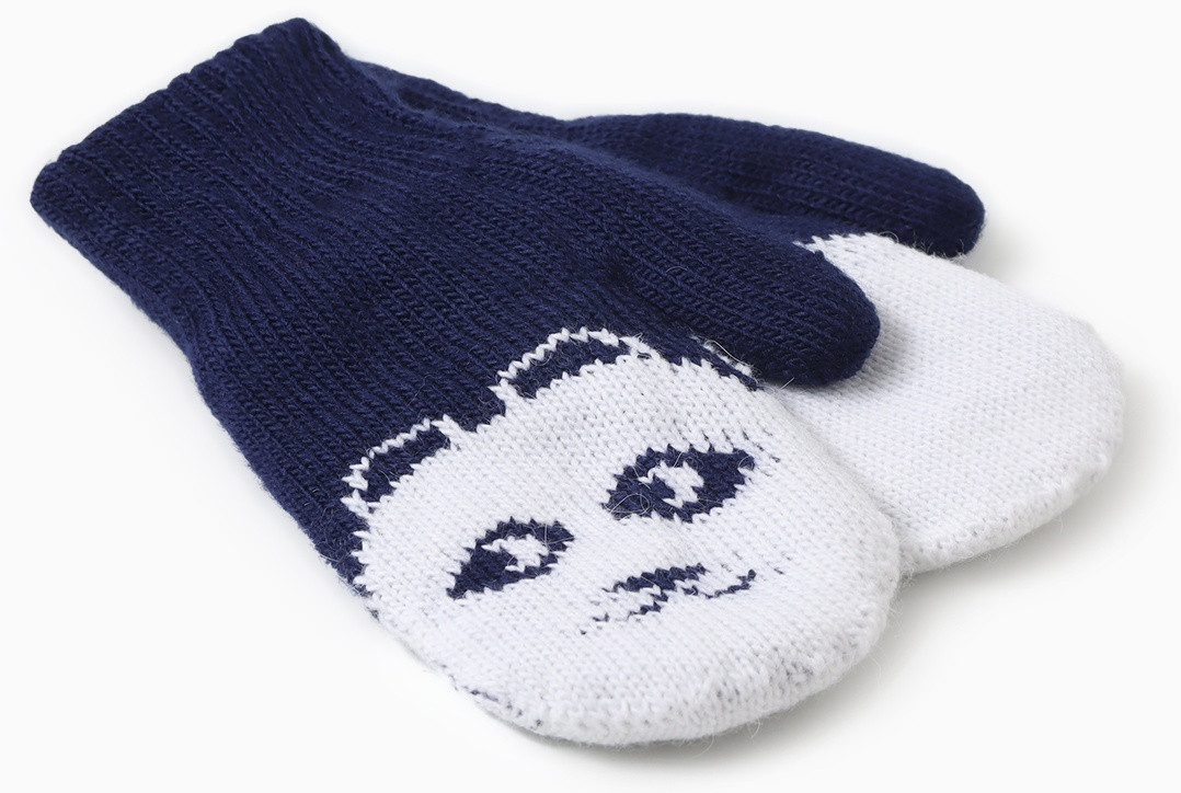 Варежки двойные детские «Мишка» | БараноWool
