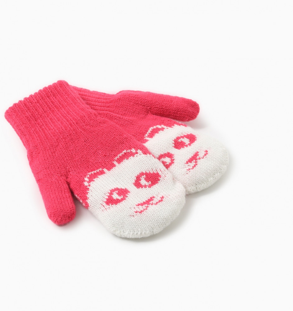 Варежки двойные для девочек «Мишка» | БараноWool