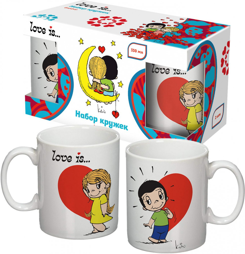 Набор кружек в подарочной упаковке «Love is...,Счастье в Кружках» | Love is... | ND Play