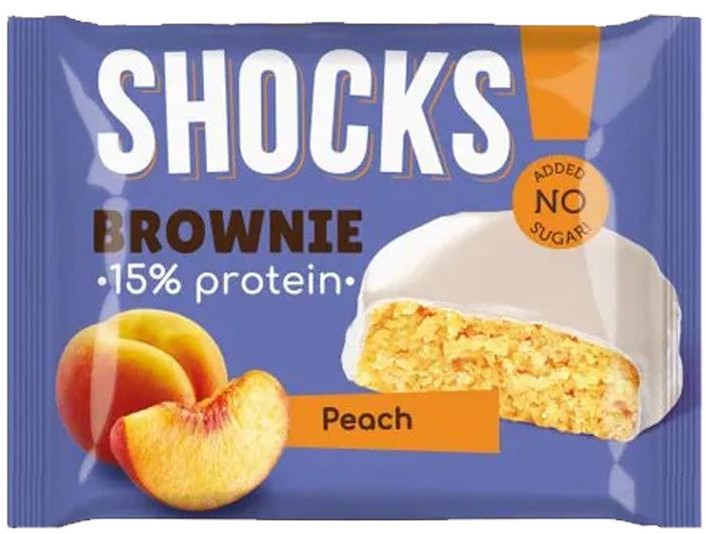 Брауни глазированный протеиновый без сахара «Персик» | FitnesShock