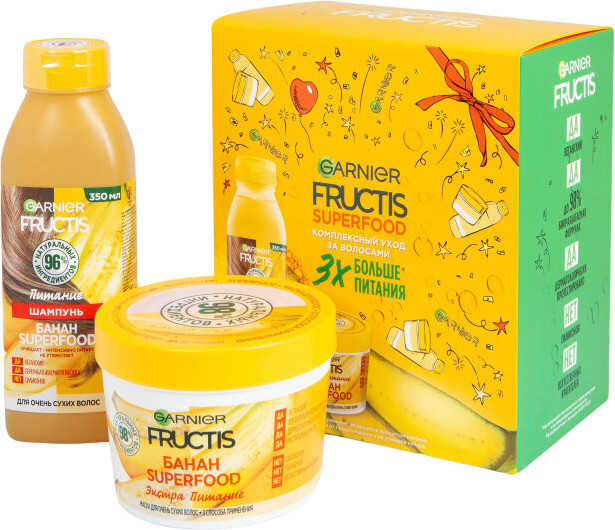 Набор средств для волос подарочный с ароматом банана | Fructis. SuperFOOD | Garnier