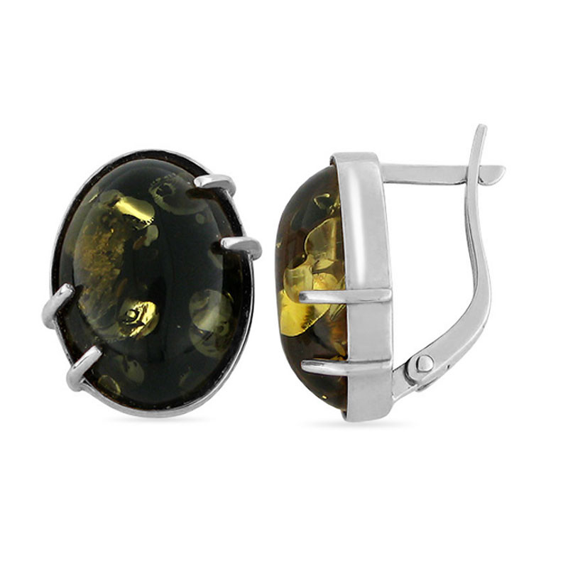 Серьги из серебра с камнем | Алтын