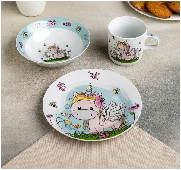 Набор детской посуды «Единорожка» | Детская посуда | Доляна