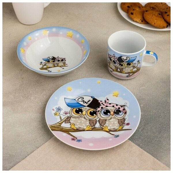 Набор детской посуды «Совы тинейджеры» | Детская посуда | Доляна
