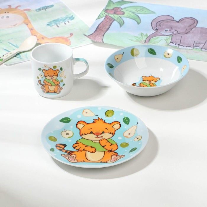 Набор детской посуды «Тигрёнок с грушами» | Детская посуда | Доляна