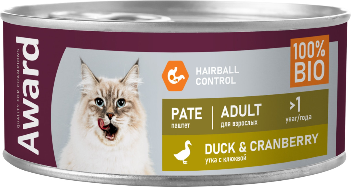 Паштет для взрослых кошек «Утка с клюквой» | Award
