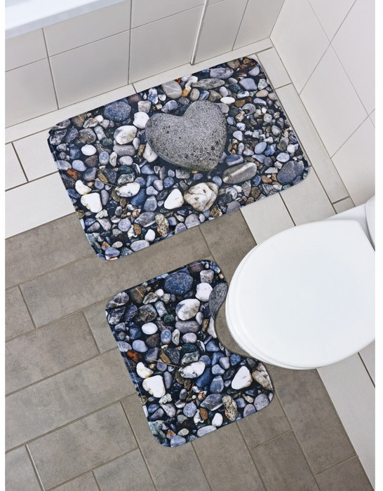 Набор ковриков для ванной и туалета «Галька» | Доляна