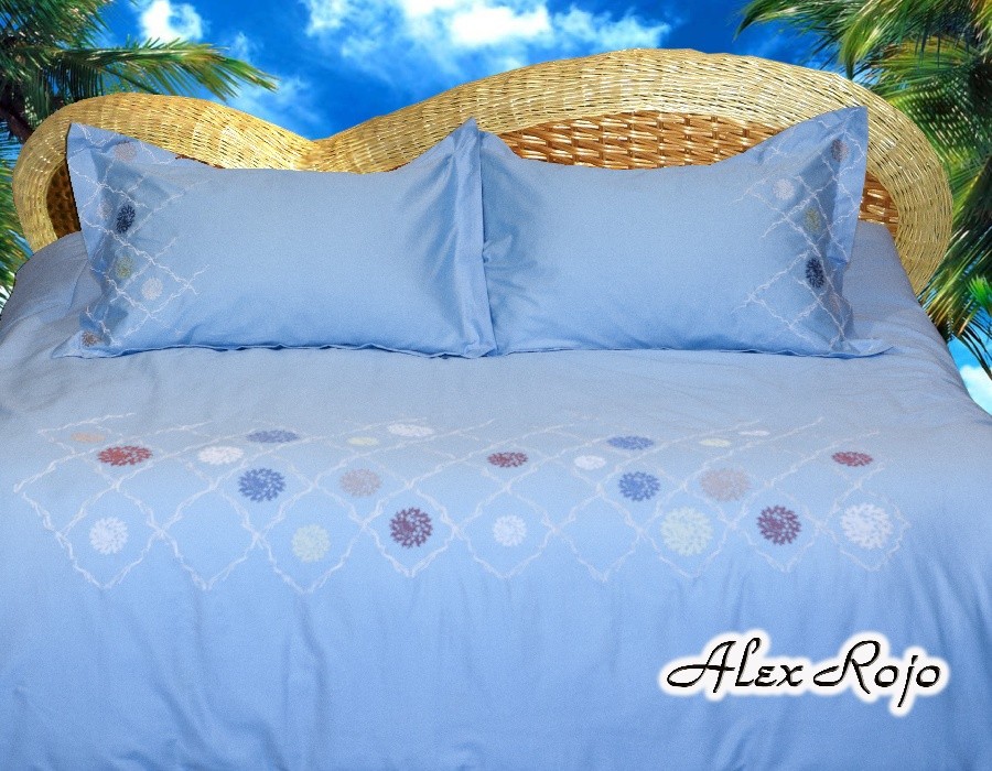 Комплект постельного белья с вышивкой "Gran Canaria" (арт. BWD020, евро, сатин DeLuxe, 2 наволочки 48х74) | Primavera Asia 2014 | AlexRojo