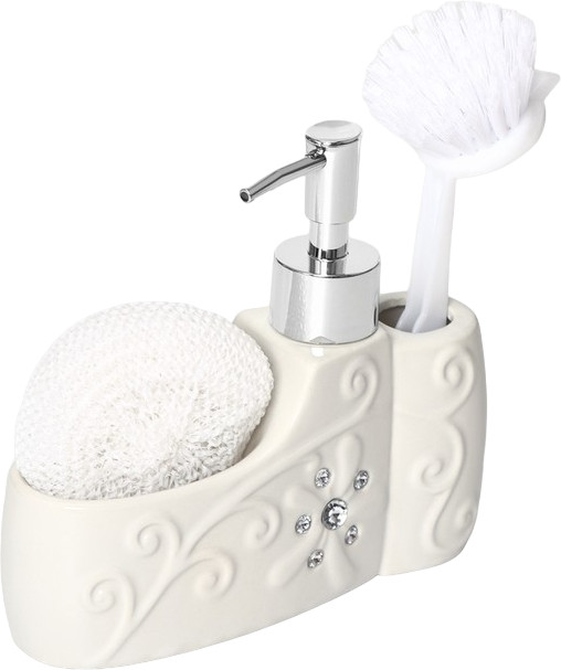 Дозатор для моющего средства с губкой и щёткой «Блеск» | Доляна