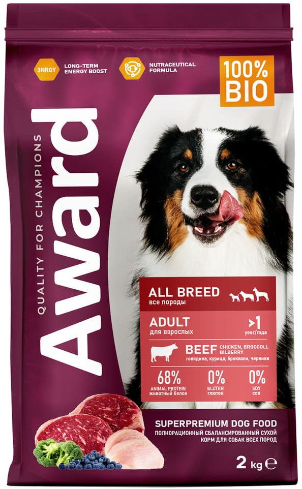 Корм для собак с говядиной и курицей | Award
