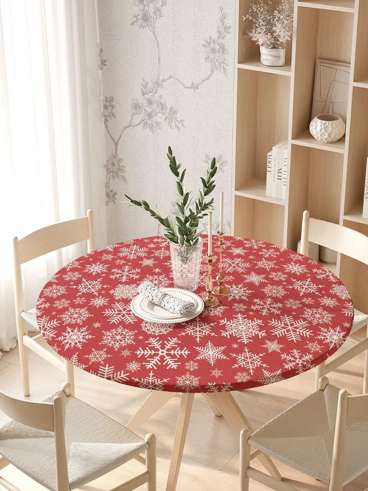 Скатерть на резинке «Рождественские снежинки» | Рождественские снежинки | JoyArty