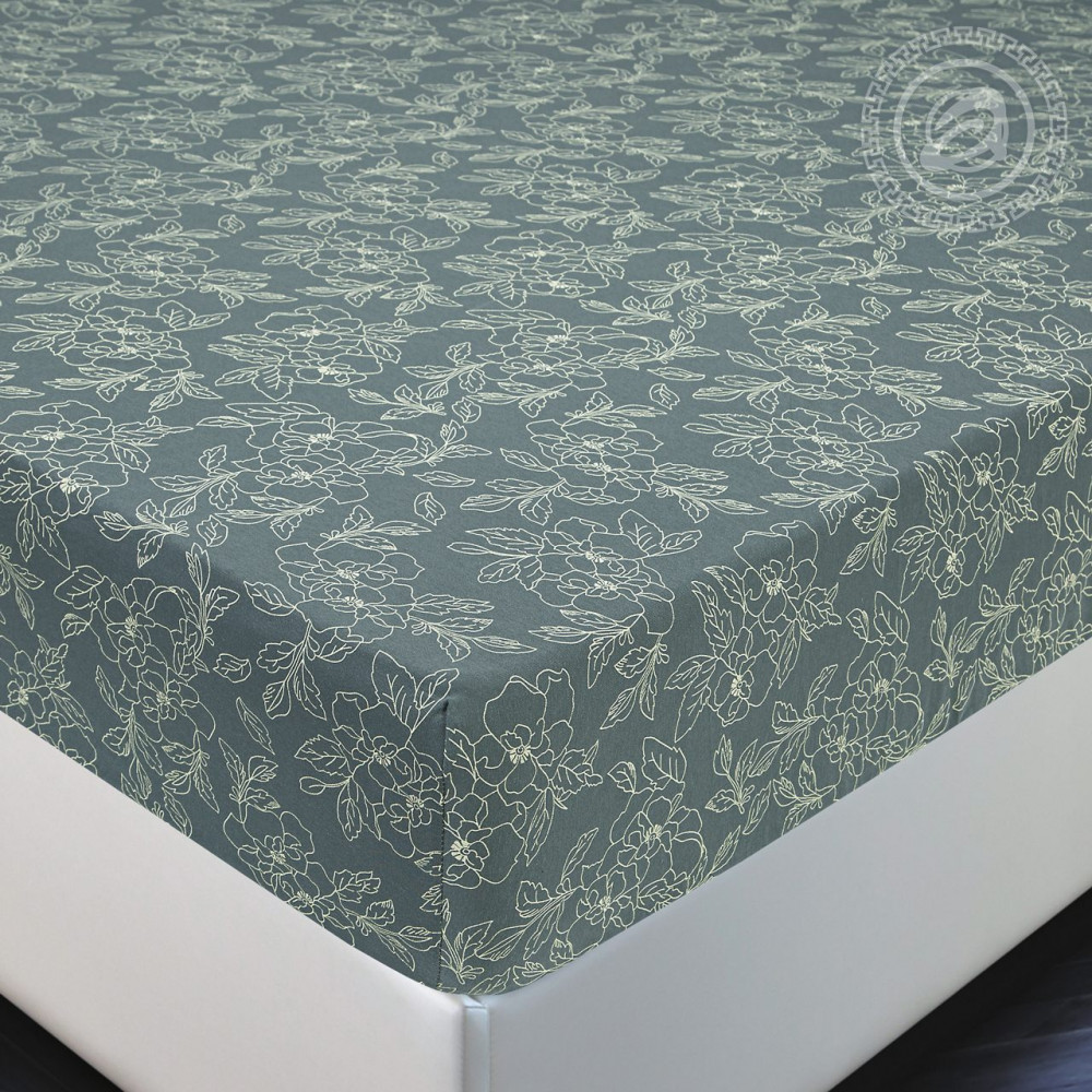 Простыня на резинке «Цветы зеленые» | Трикотаж | АртПостель